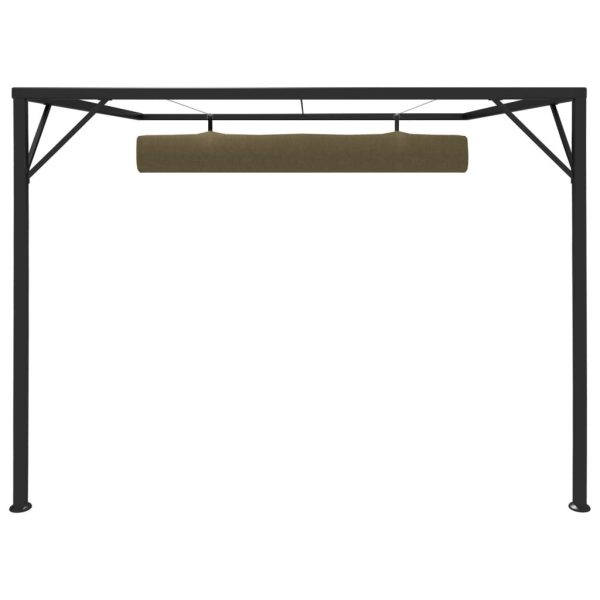 Garden Wall Gazebo with Retractable Roof 3×3 m Taupe 180 g/m²