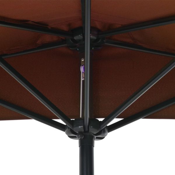 Balcony Parasol with Aluminium Pole Terracotta 270x135x245 cm Half