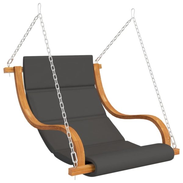 Swing Chair with Cushion Solid Bent Wood with Teak Finish