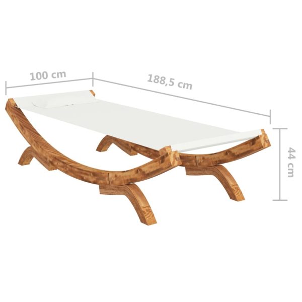 Outdoor Lounge Bed 100×188.5×44 cm Solid Bent Wood Cream