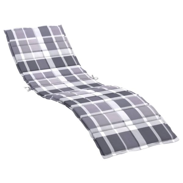 Sun Lounger Cushion Grey Check Pattern 200x50x3cm Oxford Fabric
