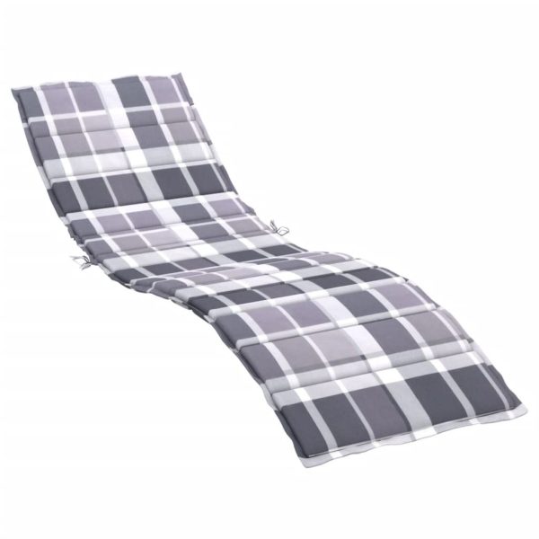 Sun Lounger Cushion Grey Check Pattern 200x60x3cm Oxford Fabric