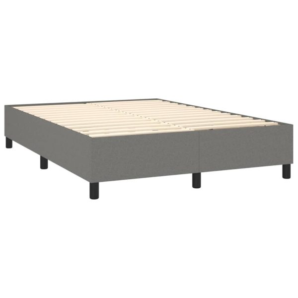 Box Spring Bed with Mattress&LED Dark Grey 152×203 cm Queen Fabric