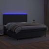 Box Spring Bed with Mattress&LED Black 152×203 cm Queen Faux Leather