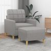 Coventry Sofa Chair with Footstool Light Grey 60 cm Fabric
