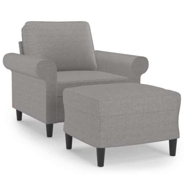 Escondido Sofa Chair with Footstool Light Grey 60 cm Fabric