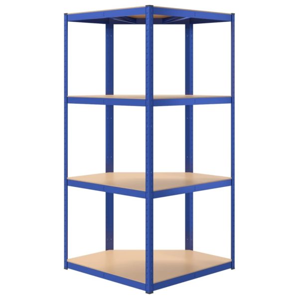 4-Layer Shelves 5 pcs Blue Steel&Engineered Wood