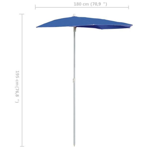 Garden Half Parasol with Pole 180×90 cm Azure Blue