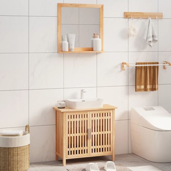 2 Piece Bathroom Furniture Set Solid Wood Walnut