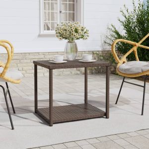 Side Table Brown 55x45x49 cm Poly Rattan