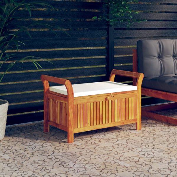 Garden Storage Bench with Cushion Solid Wood Acacia