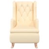 Armchair with Solid Rubber Wood Rocking Legs Cream Fabric
