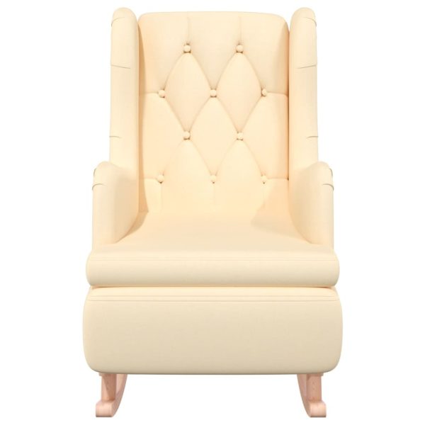 Armchair with Solid Rubber Wood Rocking Legs Cream Fabric