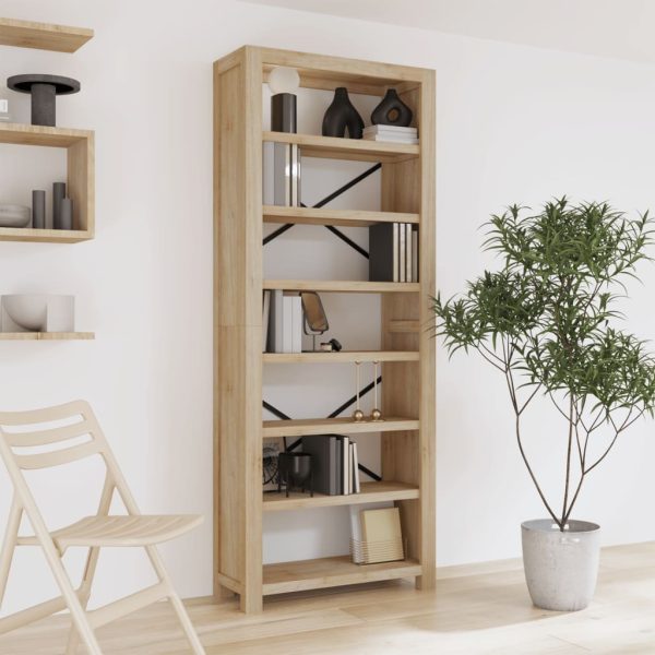 7-Tier Bookcase 80x30x200 cm Solid Wood Acacia