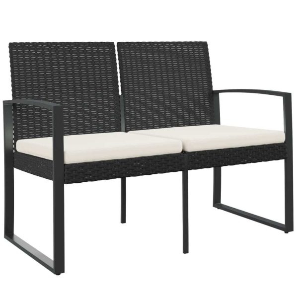 2-Seater Garden Bench with Cushions PP Rattan
