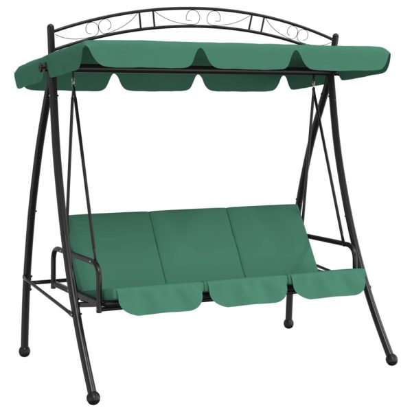 Garden Swing Bench with Canopy Green 198 cm Fabric and Steel