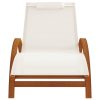 Sun Lounger with Pillow White Textilene and Solid Wood Poplar