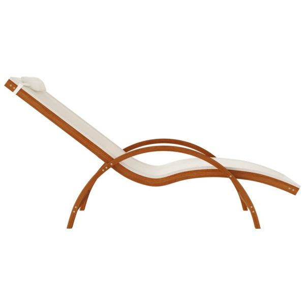 Sun Lounger with Pillow White Textilene and Solid Wood Poplar