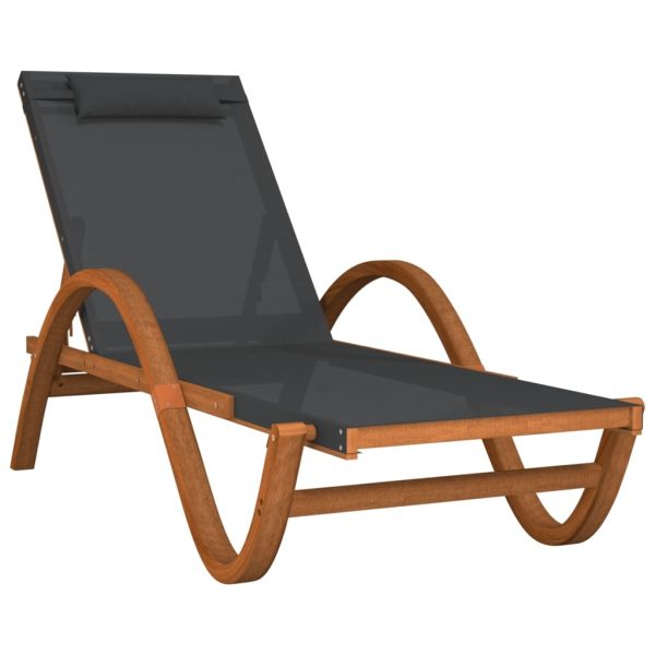 Sun Lounger with Pillow Textilene and Solid Wood Poplar