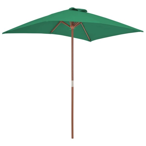Outdoor Parasol with Wooden Pole 150×200 cm Green