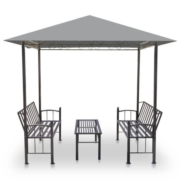 Garden Pavilion with Table and Benches 2.5×1.5×2.4 m Anthracite