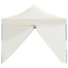 Folding Pop-up Party Tent with 8 Sidewalls 3×9 m Cream