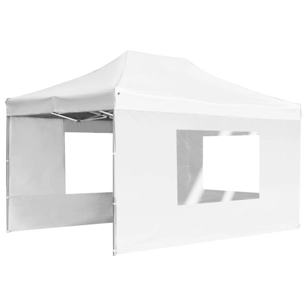 Professional Folding Party Tent with Walls Aluminium 4.5×3 m White