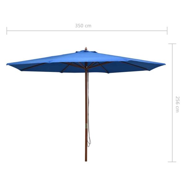 Outdoor Parasol with Wooden Pole 350 cm Blue