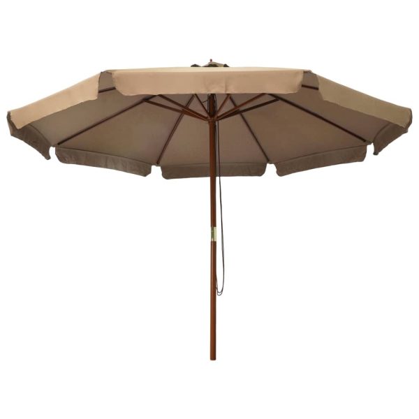 Outdoor Parasol with Wooden Pole 330 cm Taupe