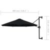 Wall-Mounted Parasol with Metal Pole 300 cm Black