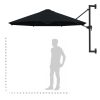 Wall-Mounted Parasol with Metal Pole 300 cm Black