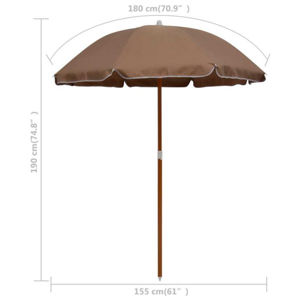 Parasol with Steel Pole 180 cm Taupe