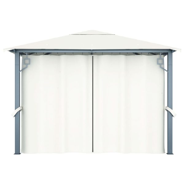 Gazebo with Curtain 300×300 cm Cream Aluminium