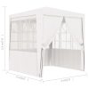 Professional Party Tent with Side Walls 2×2 m White 90 g/m²