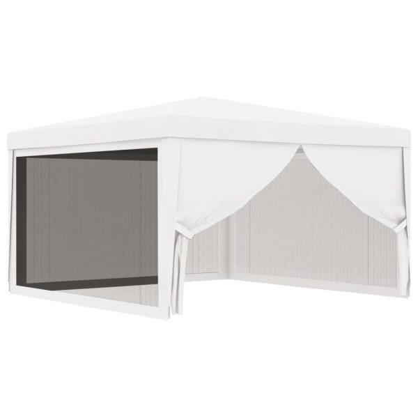 Party Tent with 4 Mesh Sidewalls 4×4 m White