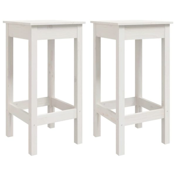 Bar Chairs 2 pcs White 40x40x78 cm Solid Wood Pine