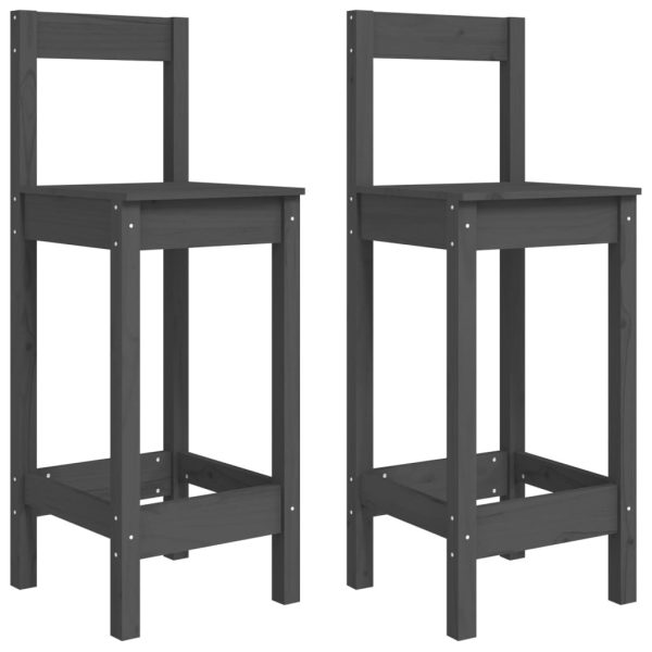Bar Chairs 2 pcs Grey 40×41.5×112 cm Solid Wood Pine