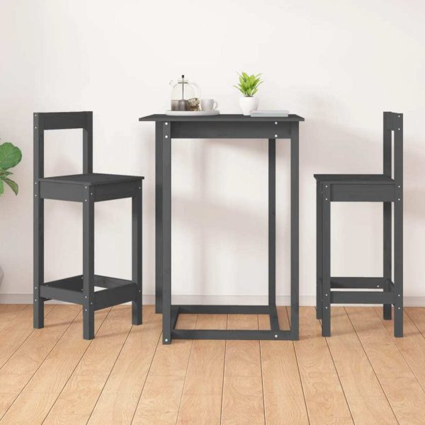 Bar Chairs 2 pcs Grey 40×41.5×112 cm Solid Wood Pine