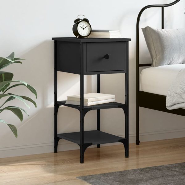 Bedside Cabinet Black 34x36x70 cm Engineered Wood