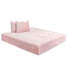 Fitted Bed Sheet Set Pillowcase Flannel King Size Winter Warm Pink