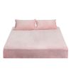 Fitted Bed Sheet Set Pillowcase Flannel Queen Size Winter Warm Pink