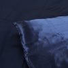 Silky Satin Quilt Cover Set Bedspread Pillowcases Summer King Blue