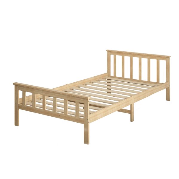 Parnaroo Wooden Bed Frame King Single Size Mattress Base Solid Pine Wood Natural