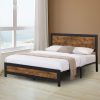 Bay Metal Bed Frame Mattress Base Platform Wooden Rivets Drawers Double