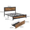Clare Metal Bed Frame Queen Mattress Base Platform Wooden 4 Drawers Rustic