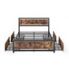 Batlow Metal Bed Frame Queen Mattress Base Platform Wooden 4 Drawers Industrial