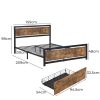 Batlow Metal Bed Frame Queen Mattress Base Platform Wooden 4 Drawers Industrial