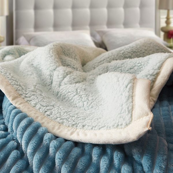 Blue Throw Blanket Warm Cozy Double Sided Thick Flannel Coverlet Fleece Bed Sofa Comforter