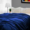 Blue Throw Blanket Warm Cozy Striped Pattern Thin Flannel Coverlet Fleece Bed Sofa Comforter