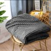 2X GreyThrow Blanket Warm Cozy Striped Pattern Thin Flannel Coverlet Fleece Bed Sofa Comforter